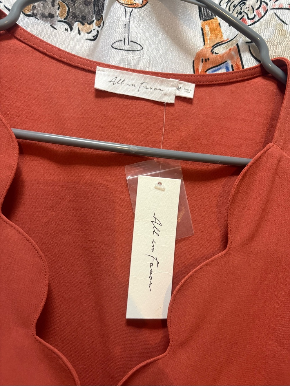 All in Favor Blouse Scallop Wrap Blouse - Rust - Picture 4 of 4
